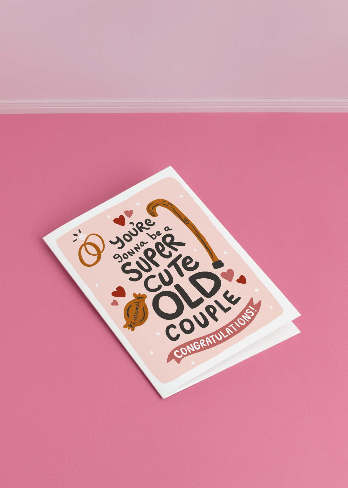 Super Cute Old Couple Wedding Card mockup 1