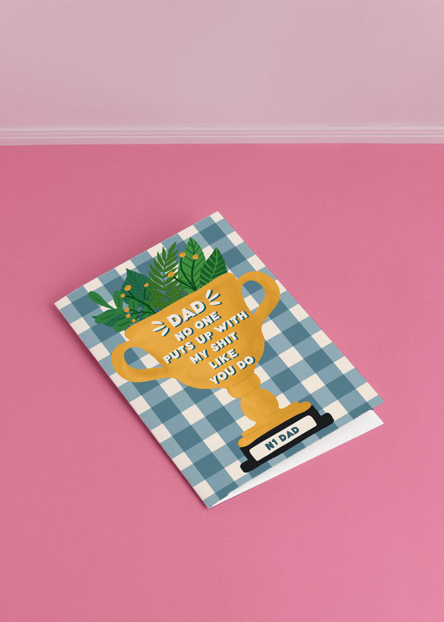 Funny Dad Trophy Card mockup 1