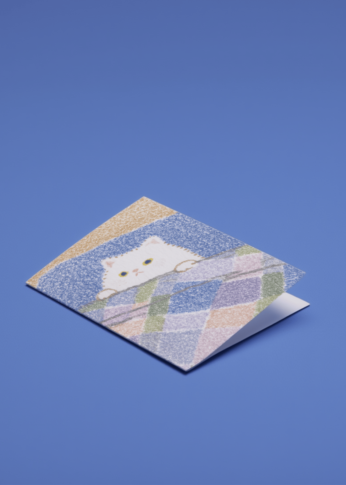 white cat tucked into bed mockup 1
