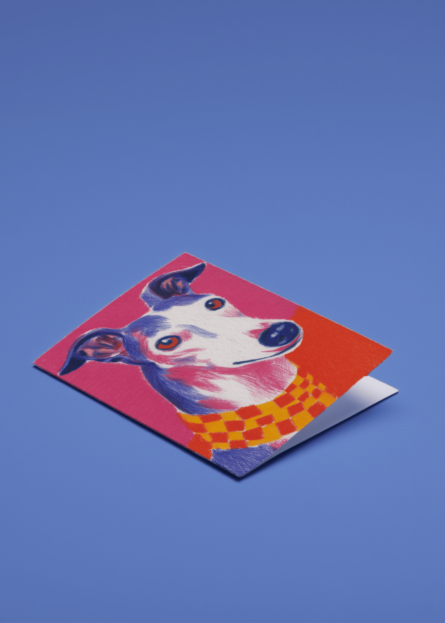 greyhound dog with checkered scarf mockup 1