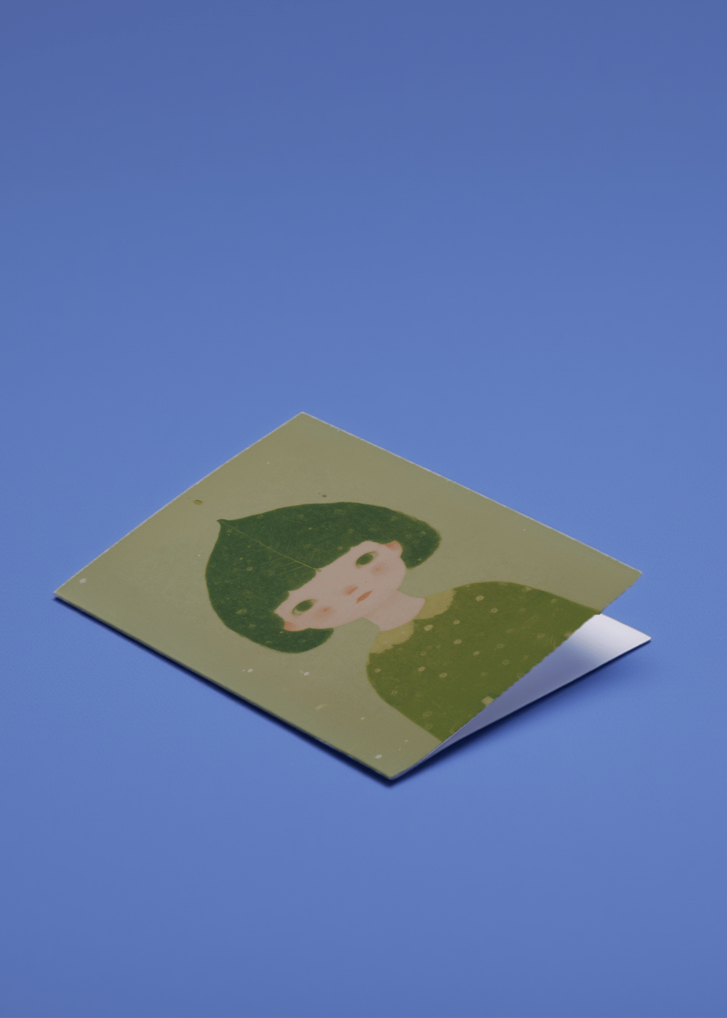 Whimsical Leaf Hat Child Card mockup 1