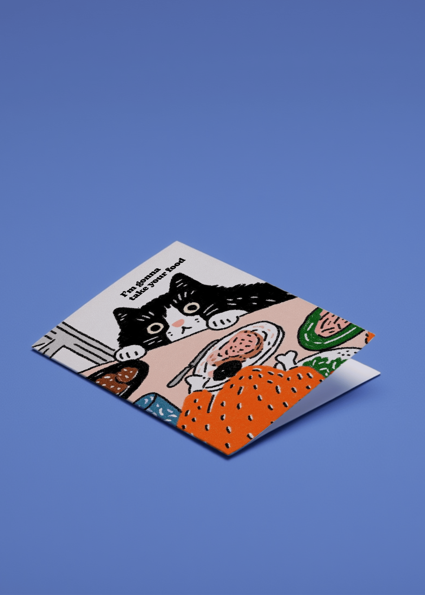 Hungry Cat Humor Card mockup 1