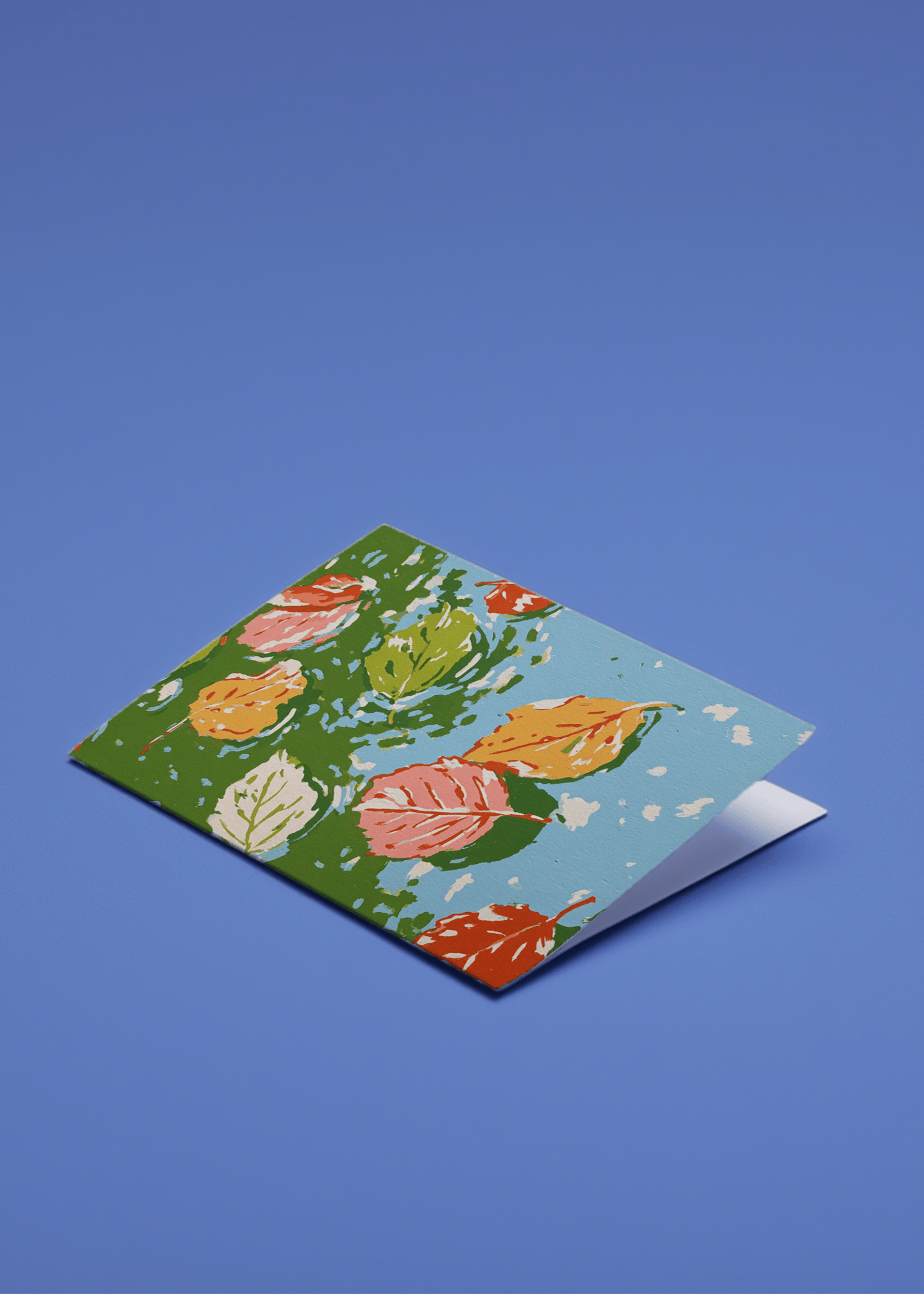 Floating Autumn Leaves Greeting Card mockup 1