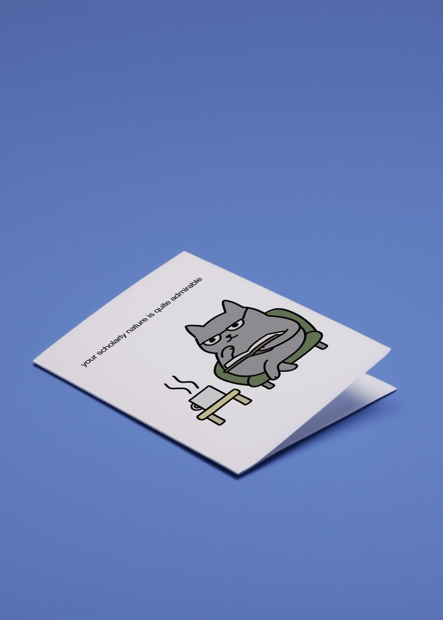 Scholarly Cat Admirable Nature Card mockup 1