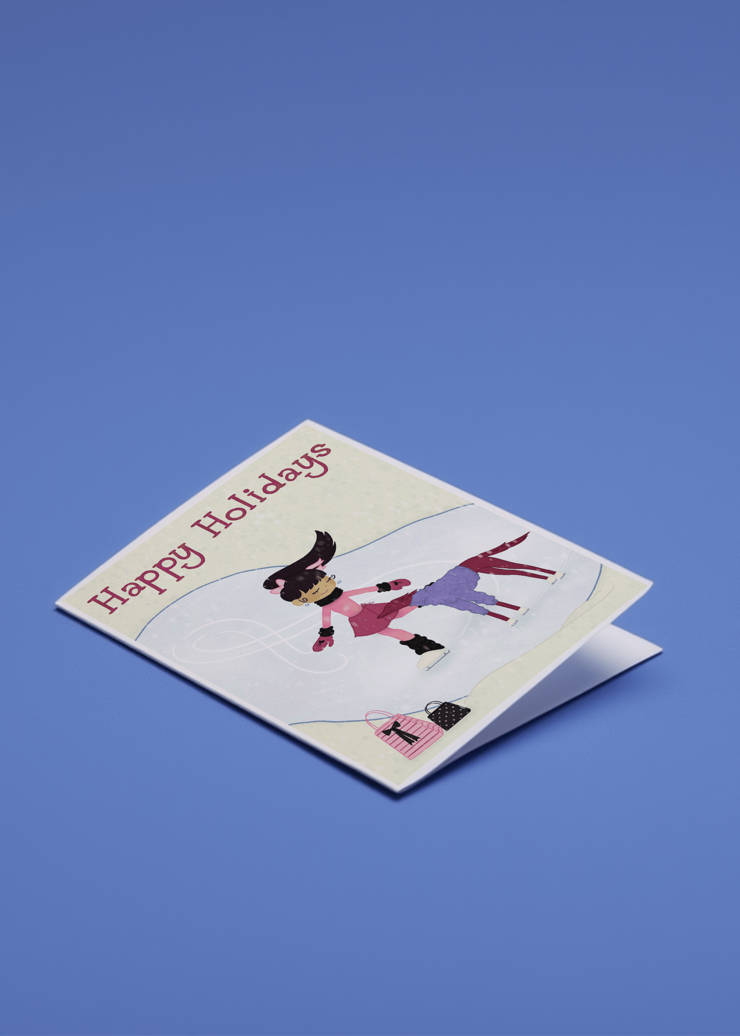 Happy Holidays Ice Skating Card mockup 1