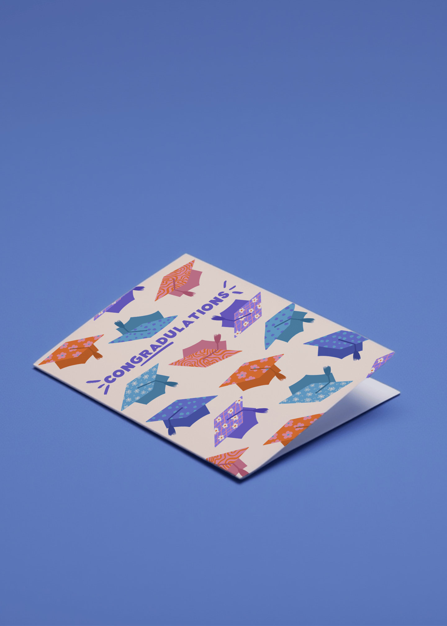Patterned Grad Hats Congratulations Card mockup 1