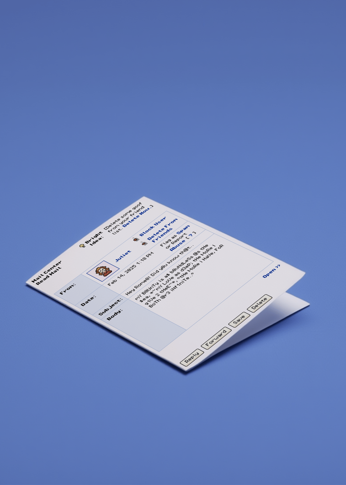 Pixel Juliet Love Email Card mockup 1