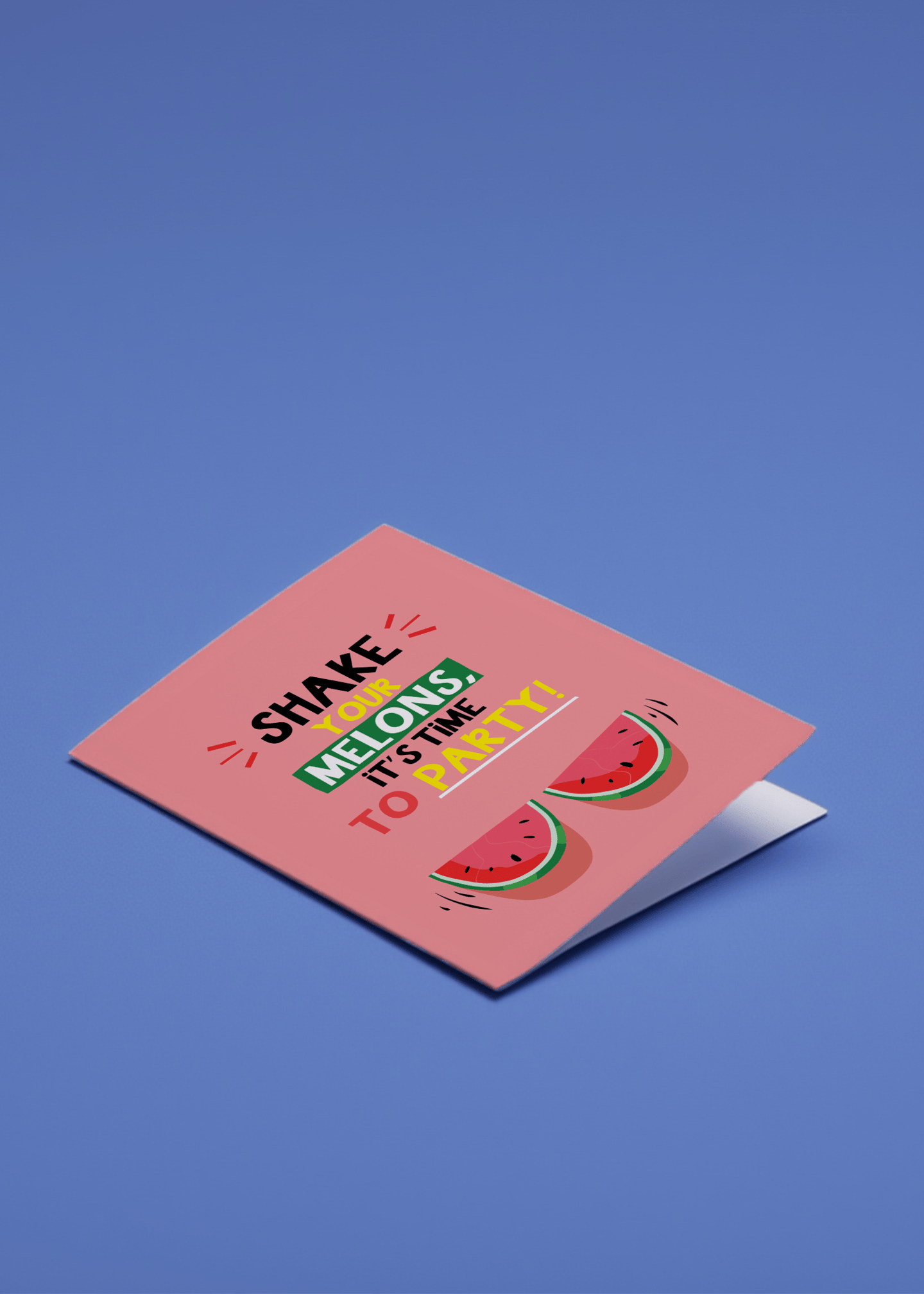 Shake Your Melons Party Card mockup 1