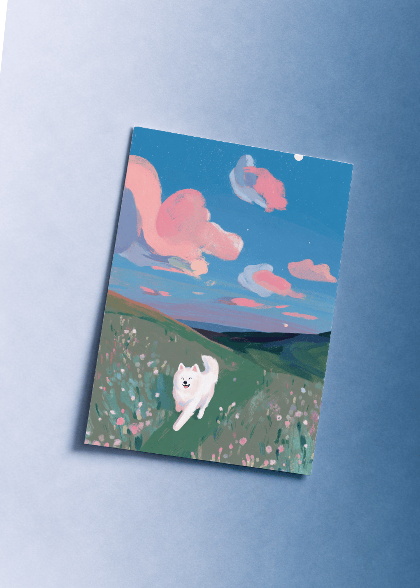 white dog in field mockup 1