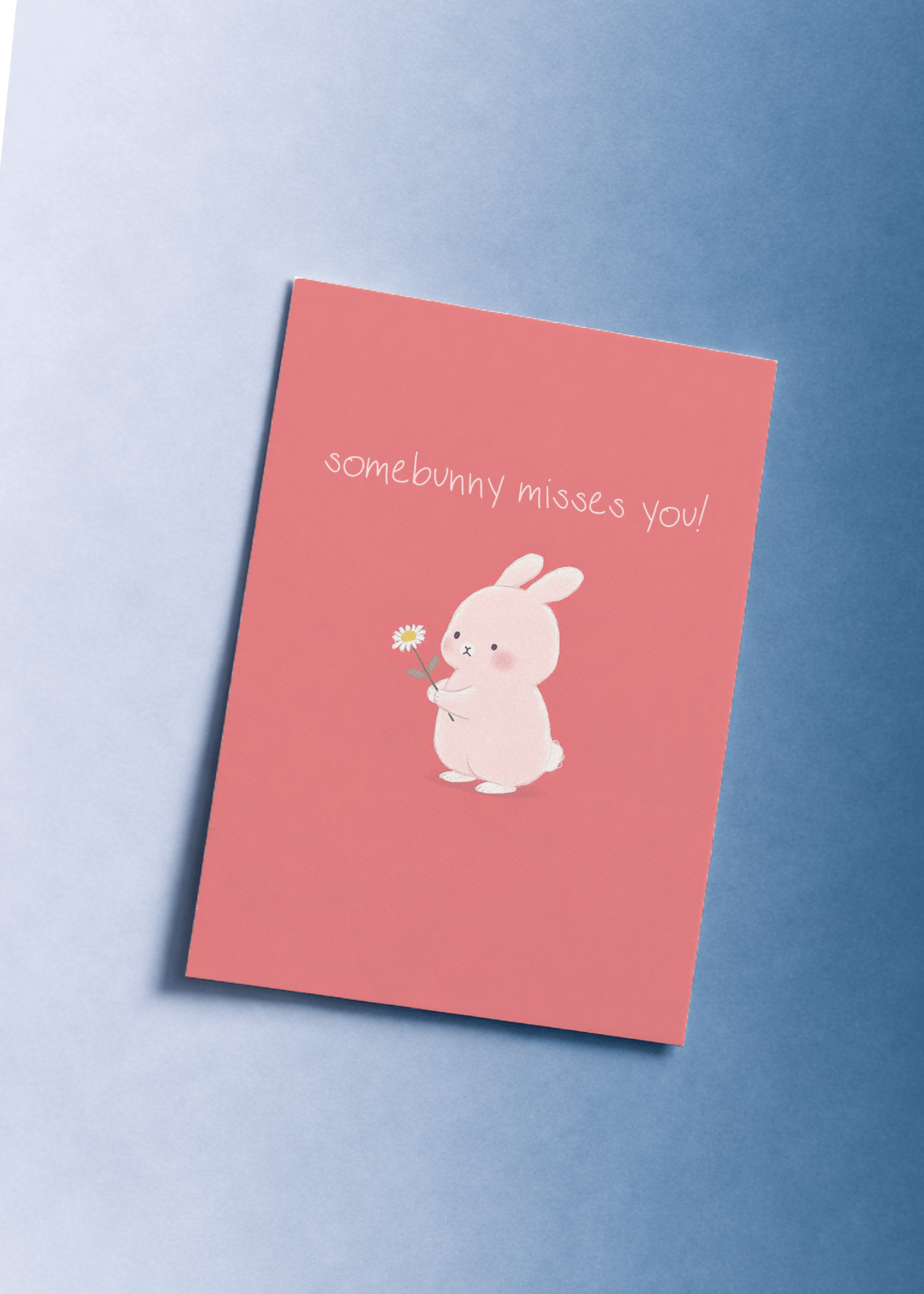 Adorable Bunny Misses You Card mockup 1