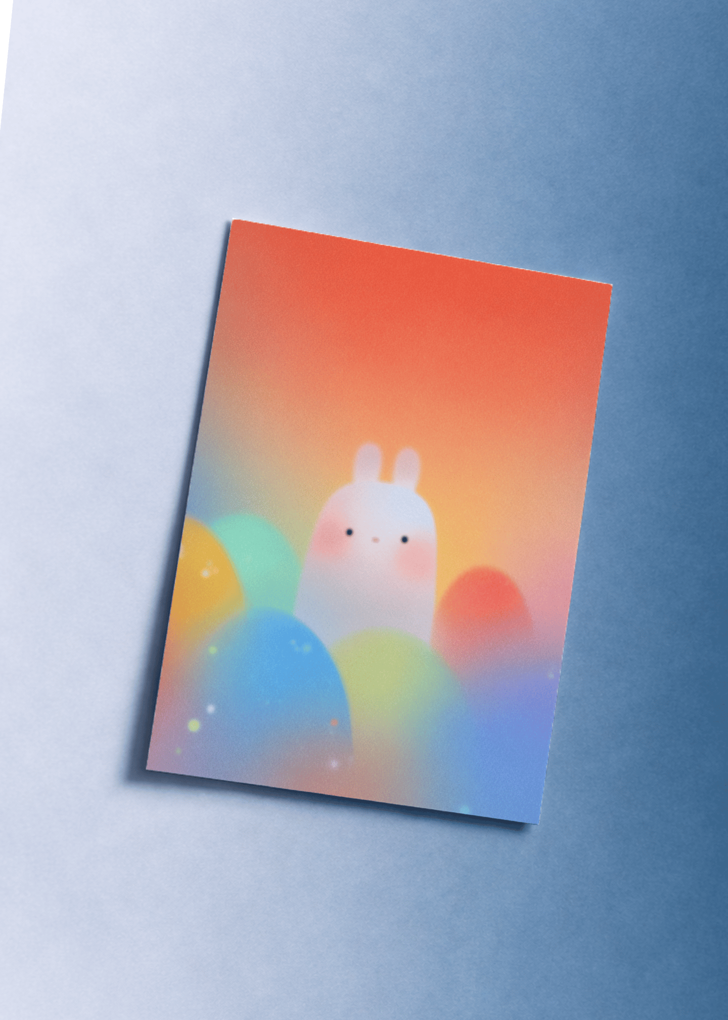 Cute Bunny in Rainbow Clouds mockup 1