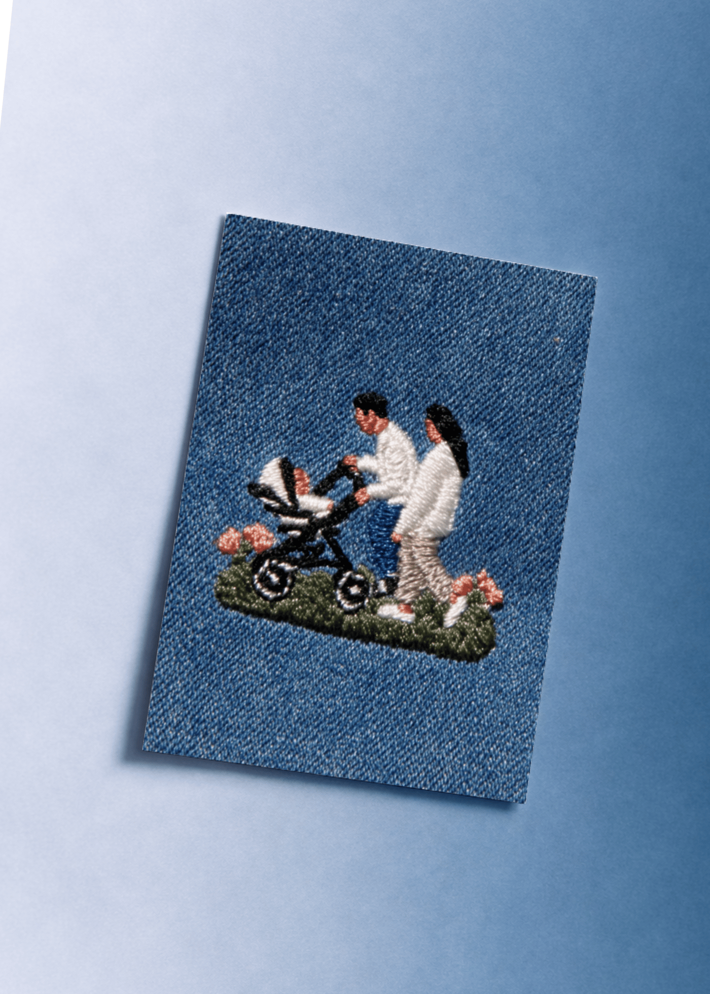 Joyful Family Stroll Embroidery Card mockup 1