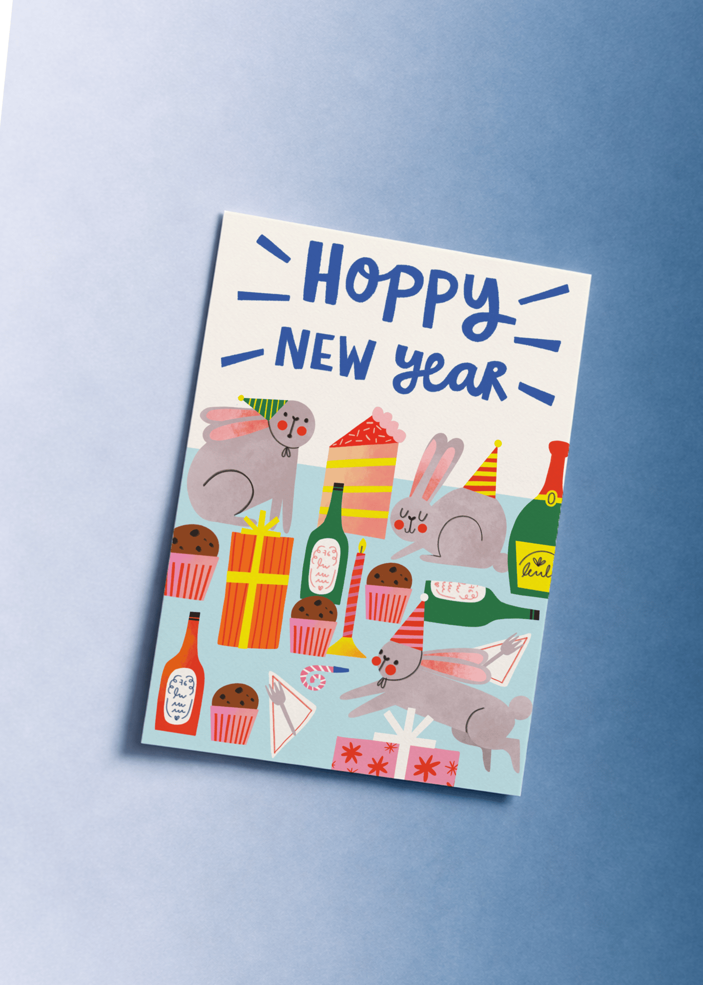 Hoppy New Year Bunny Card mockup 1