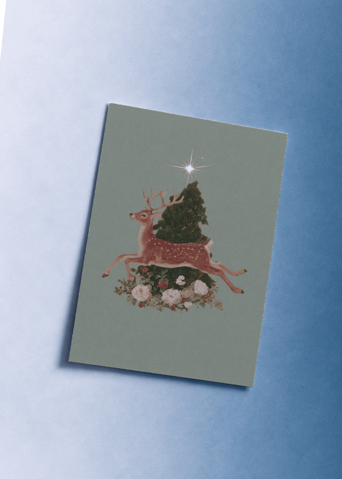 Festive Deer and Star Card mockup 1