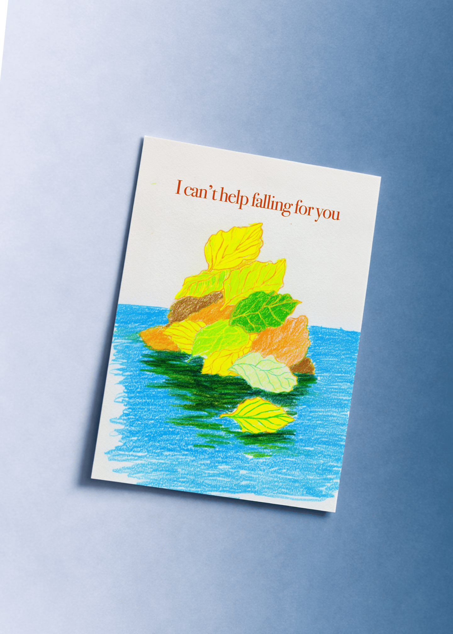 Falling for You Leafy Love Card mockup 1