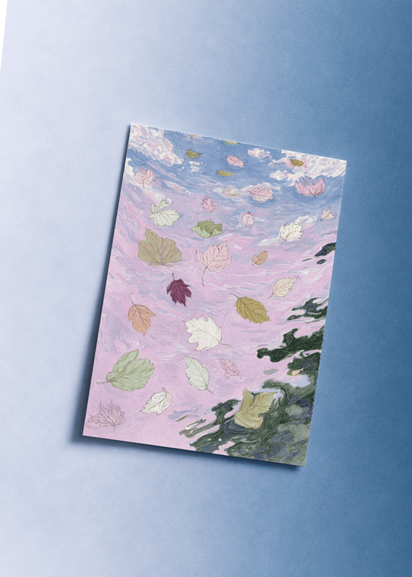 Ethereal Autumn Leaves Art Card mockup 1