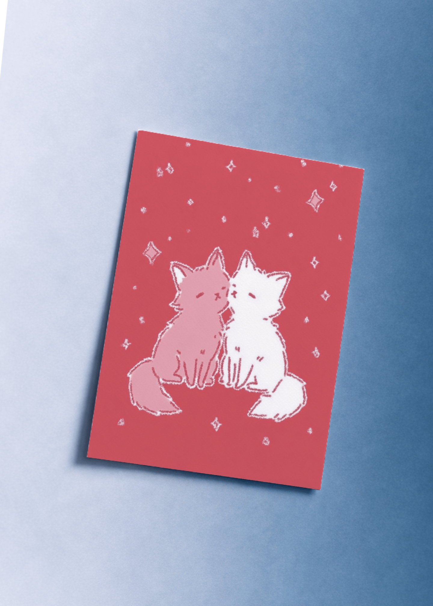 Adorable fox Romance Card mockup 1