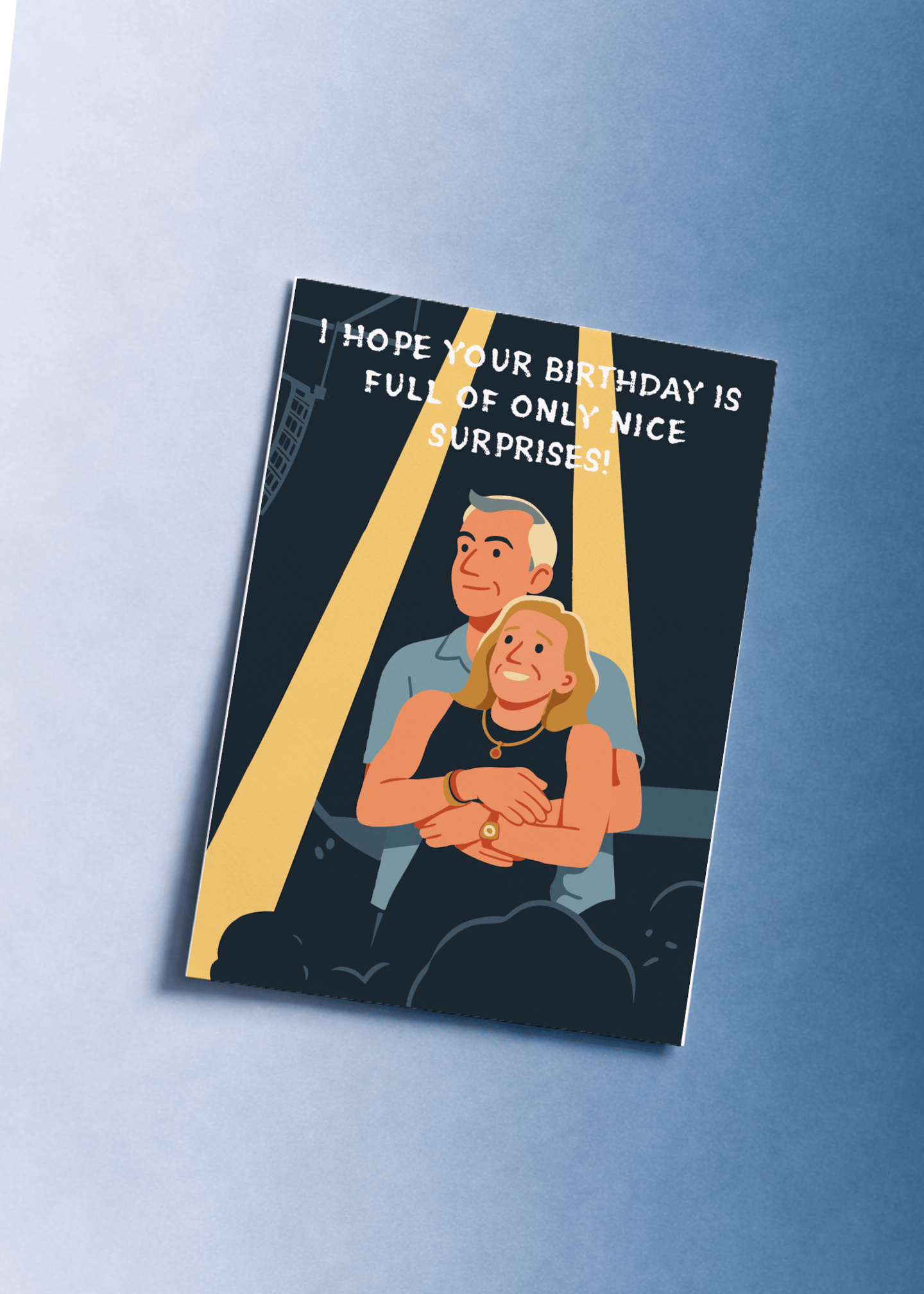 Only Nice Surprises Birthday Card mockup 1