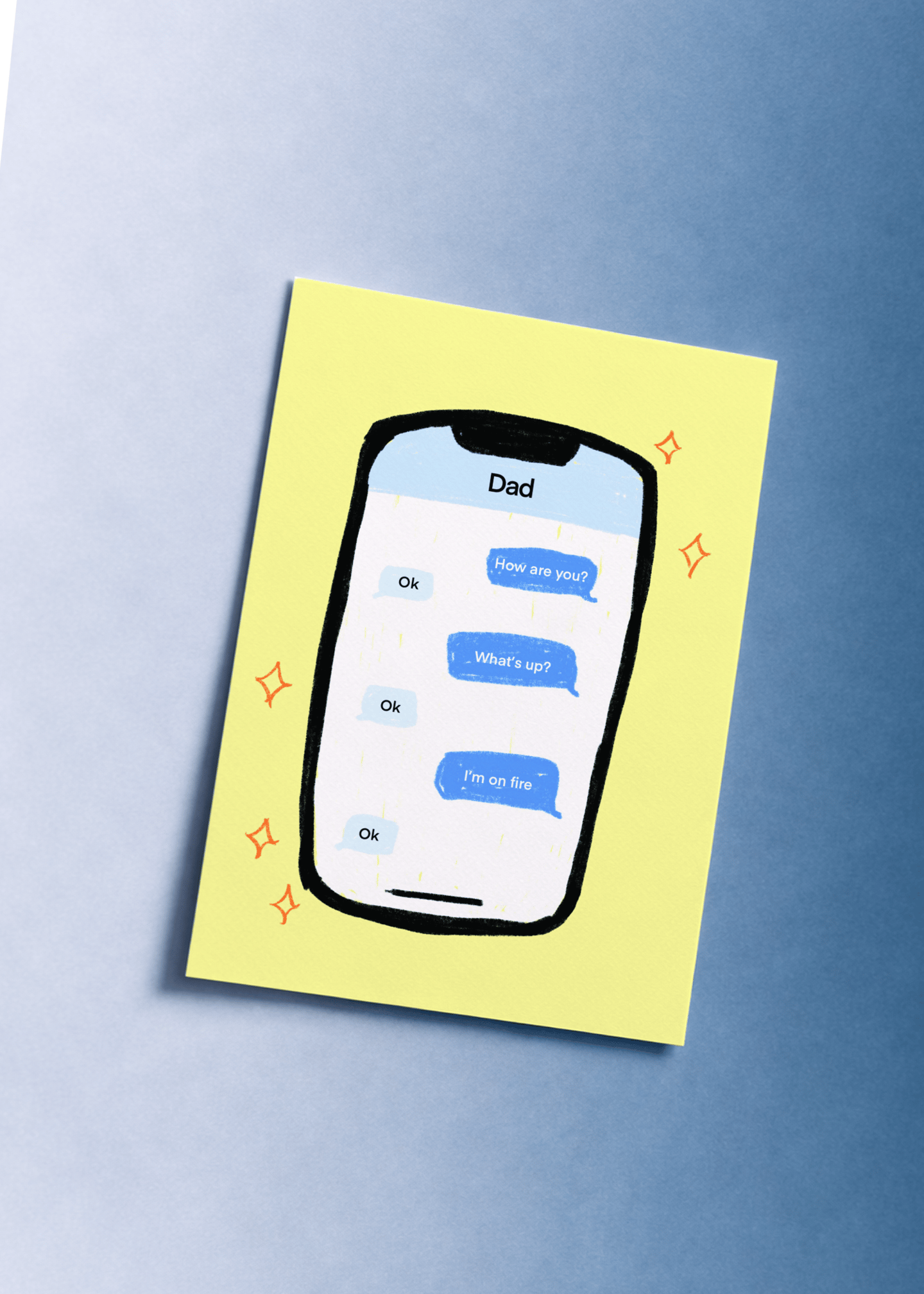 Ok Dad Text Message Card mockup 1