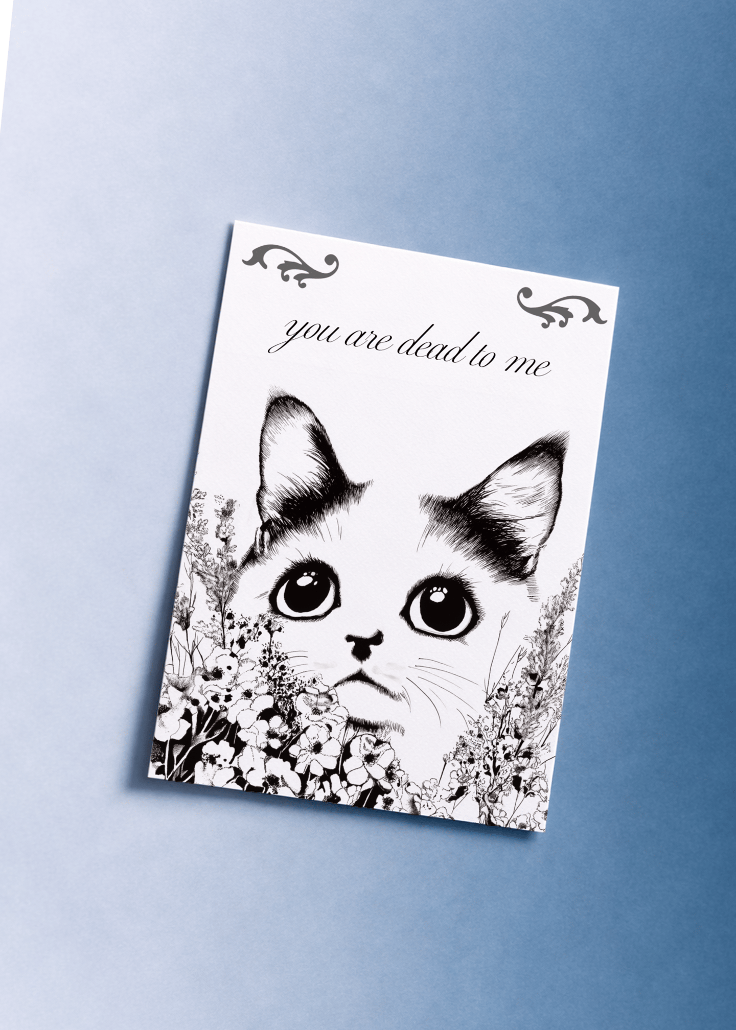 You Are Dead to Me Cat Card mockup 1