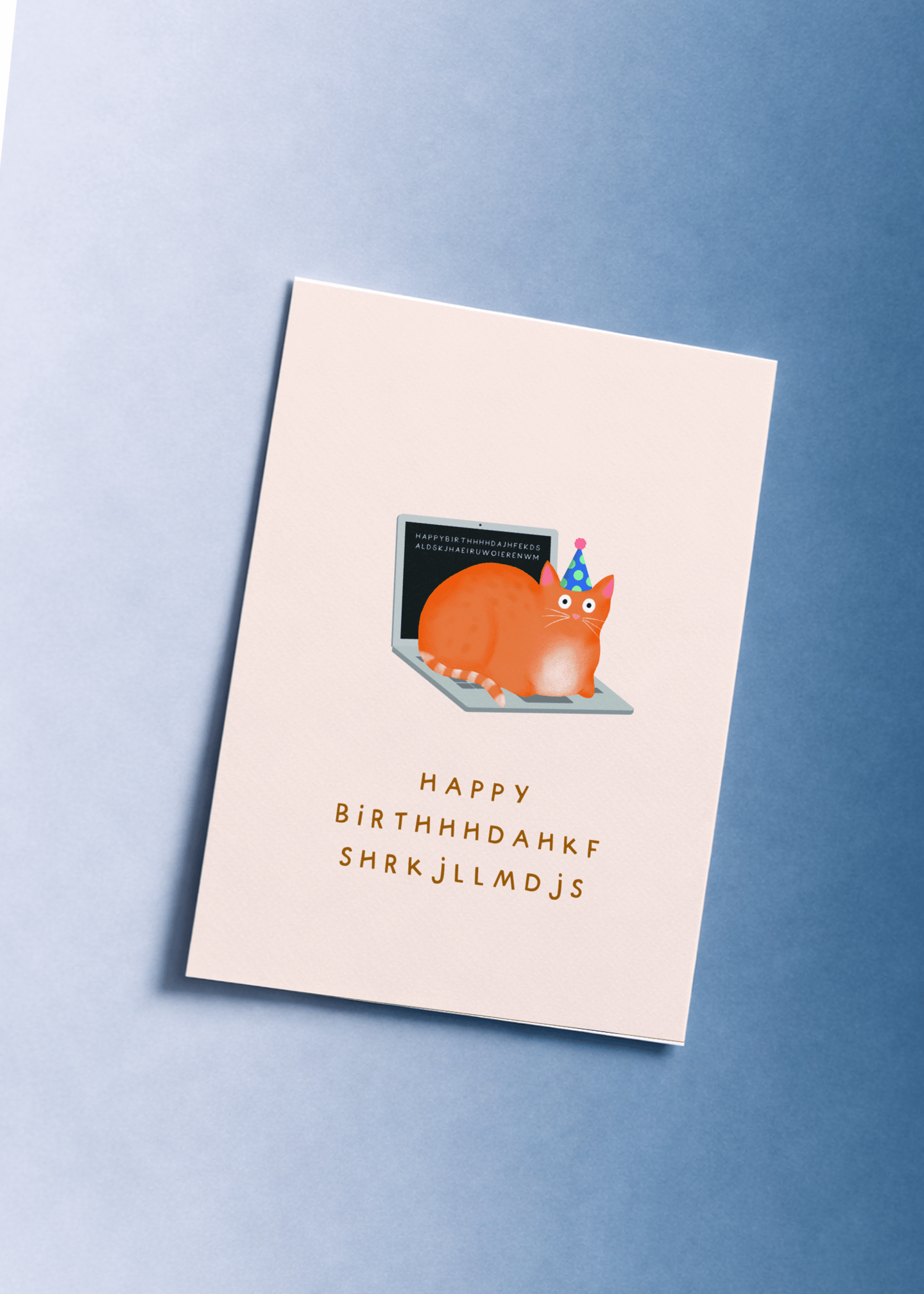 Cat on Laptop Birthday Card mockup 1