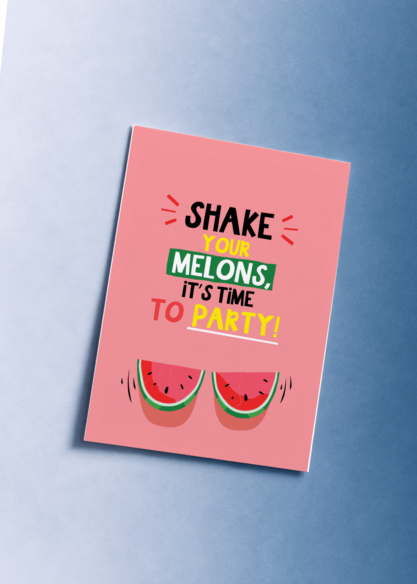 Shake Your Melons Birthday Card mockup 1