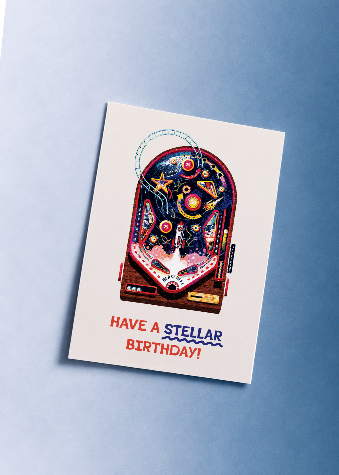 Stellar Birthday Pinball Card mockup 1