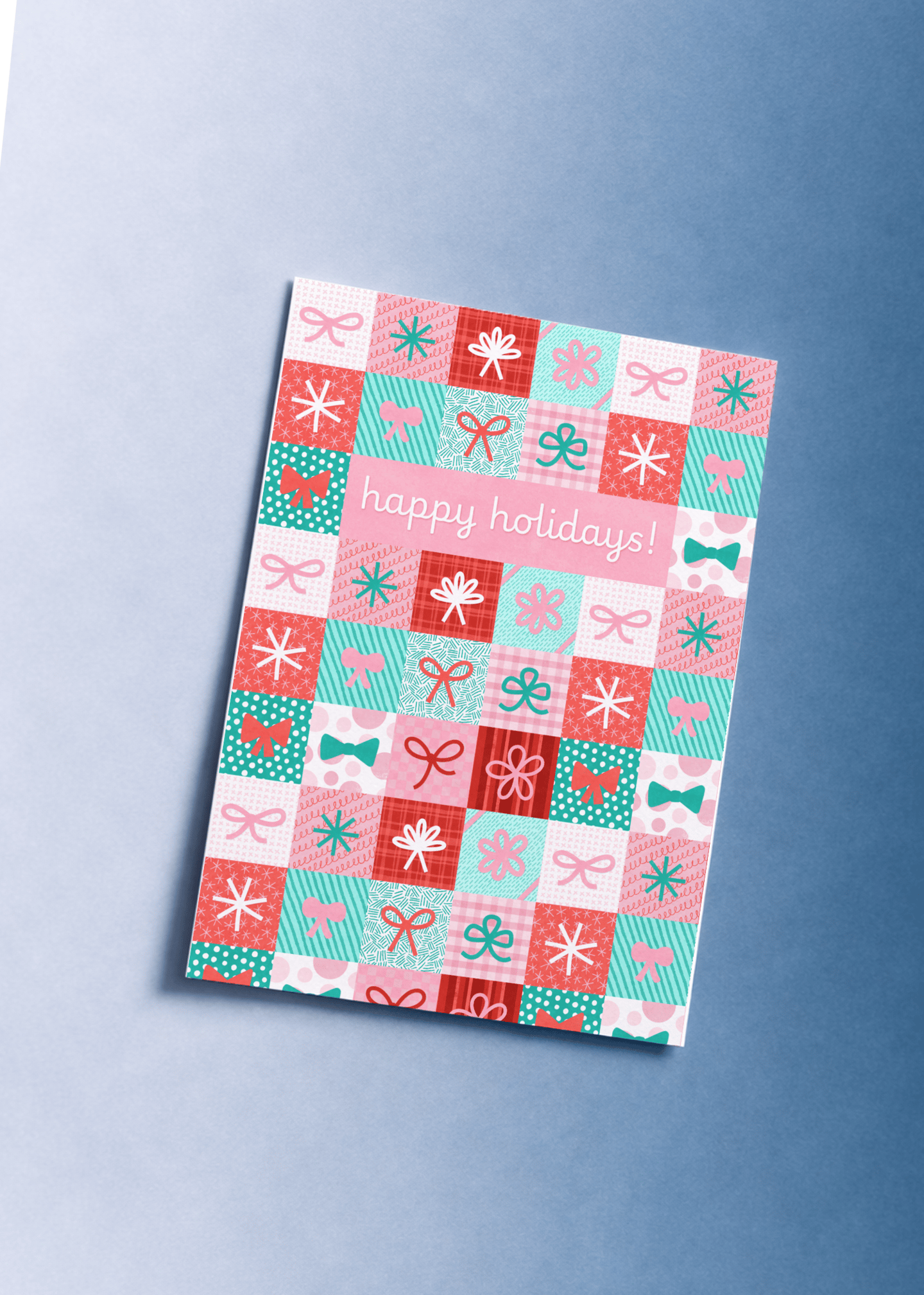 Happy Holidays Bow Patchwork mockup 1