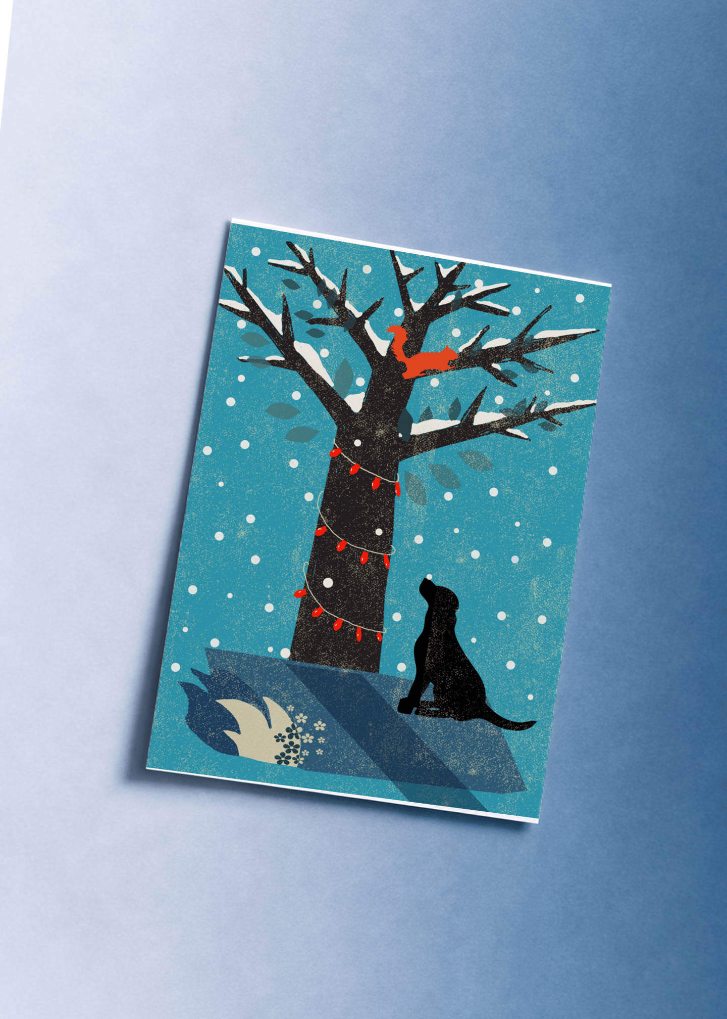 Dog and Squirrel Under Festive Tree mockup 1