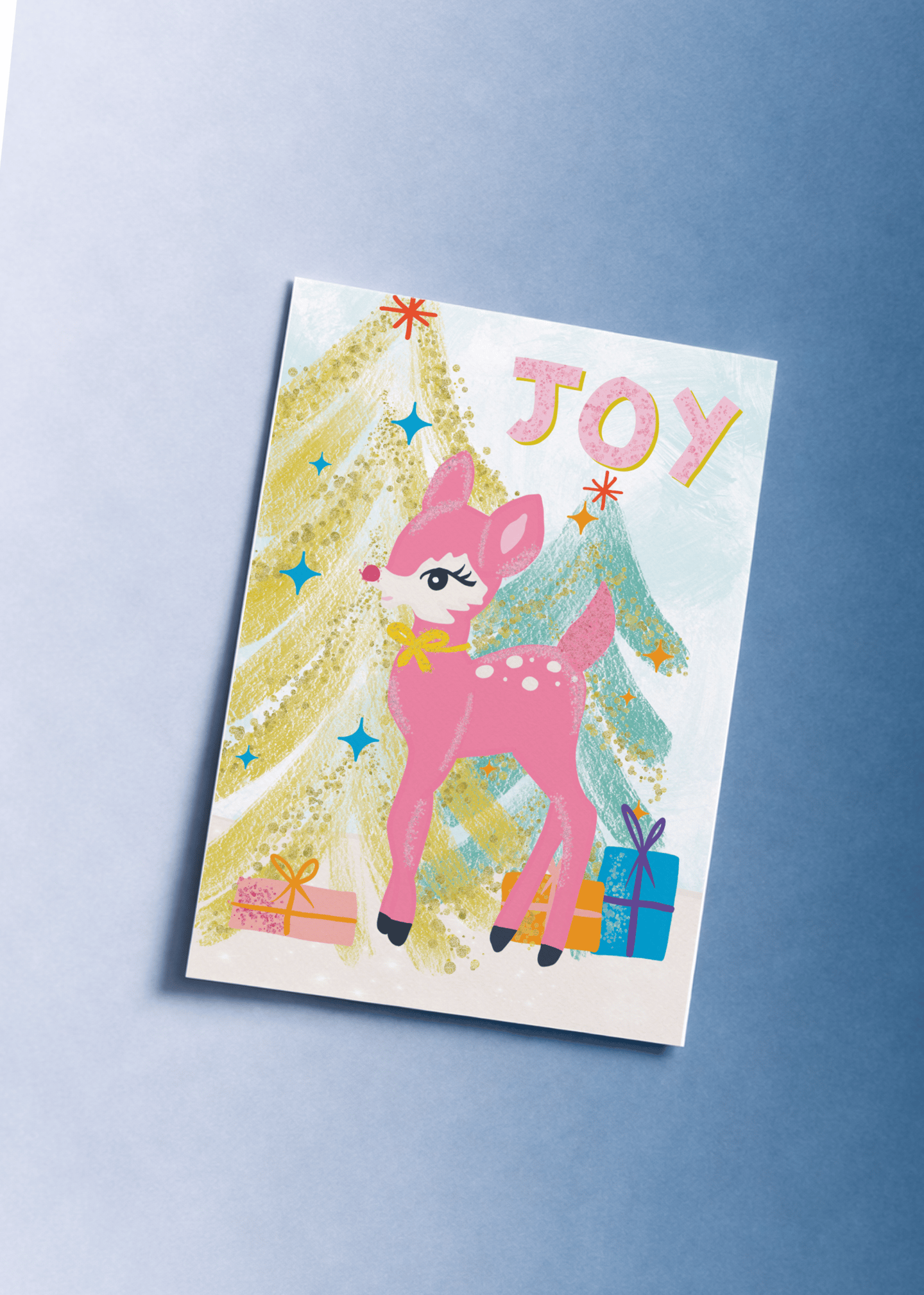 Pink Reindeer Joy Christmas mockup 1