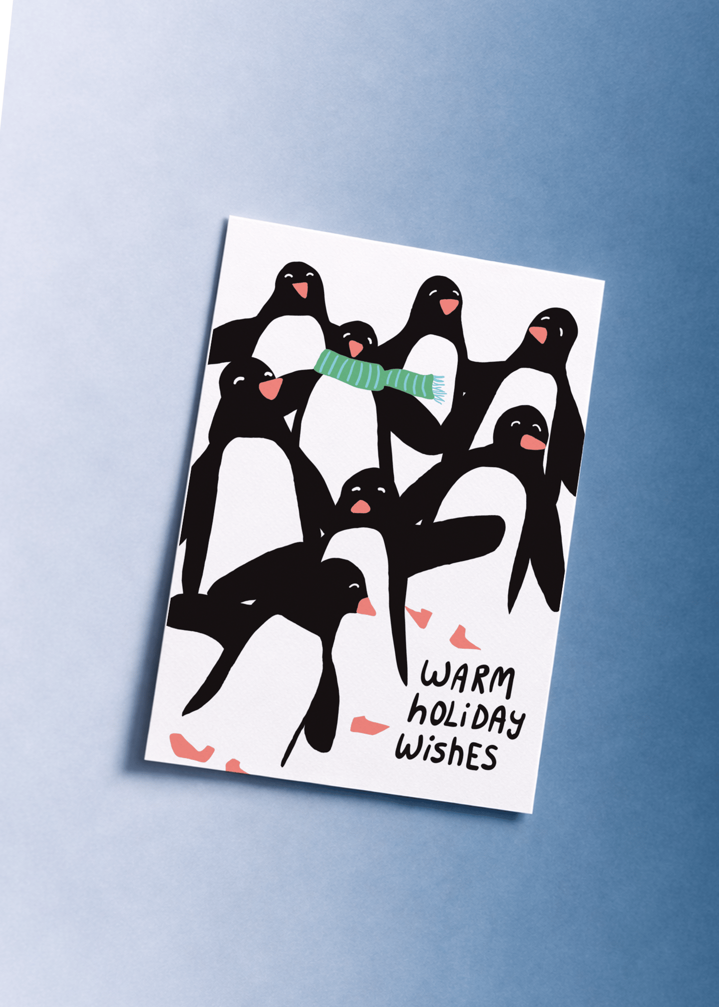 Warm Holiday Wishes with Penguins mockup 1