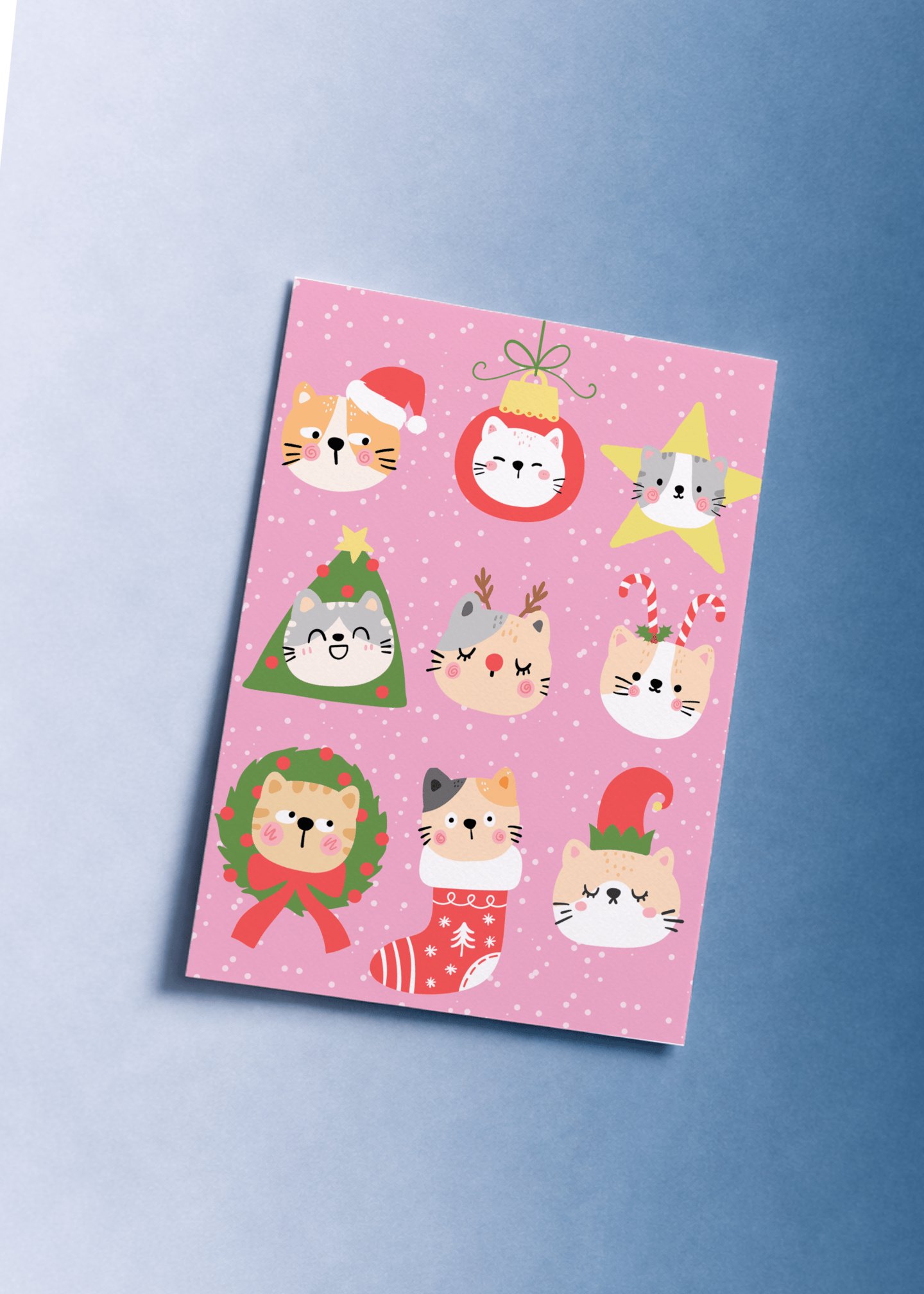 Cute Cat Christmas Card mockup 1