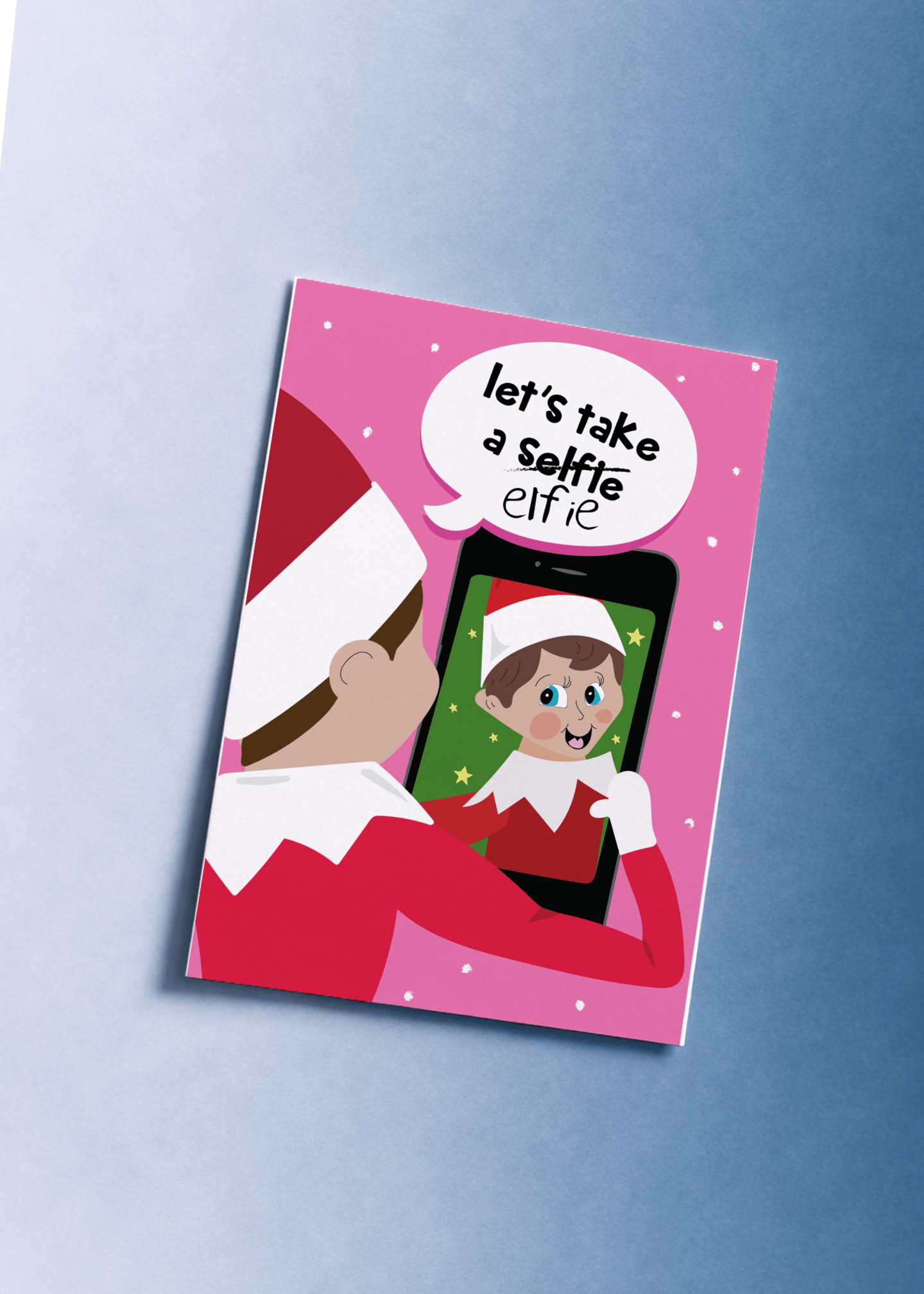 Let's Take an Elfie Christmas Card mockup 1