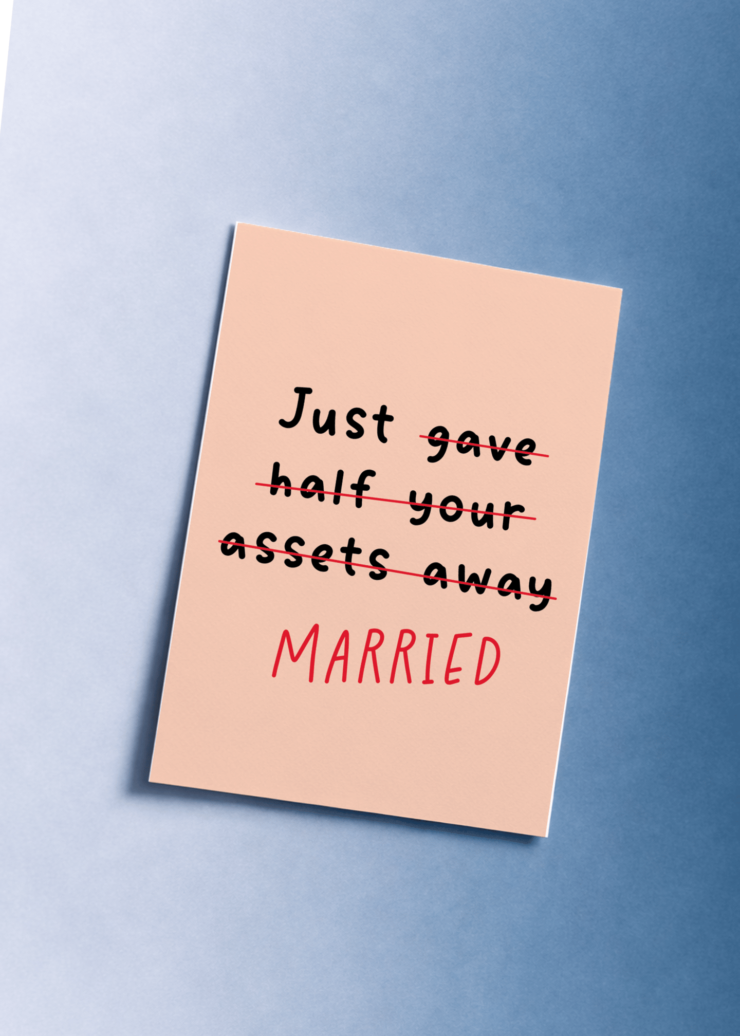 Half Your Assets Wedding Card mockup 1
