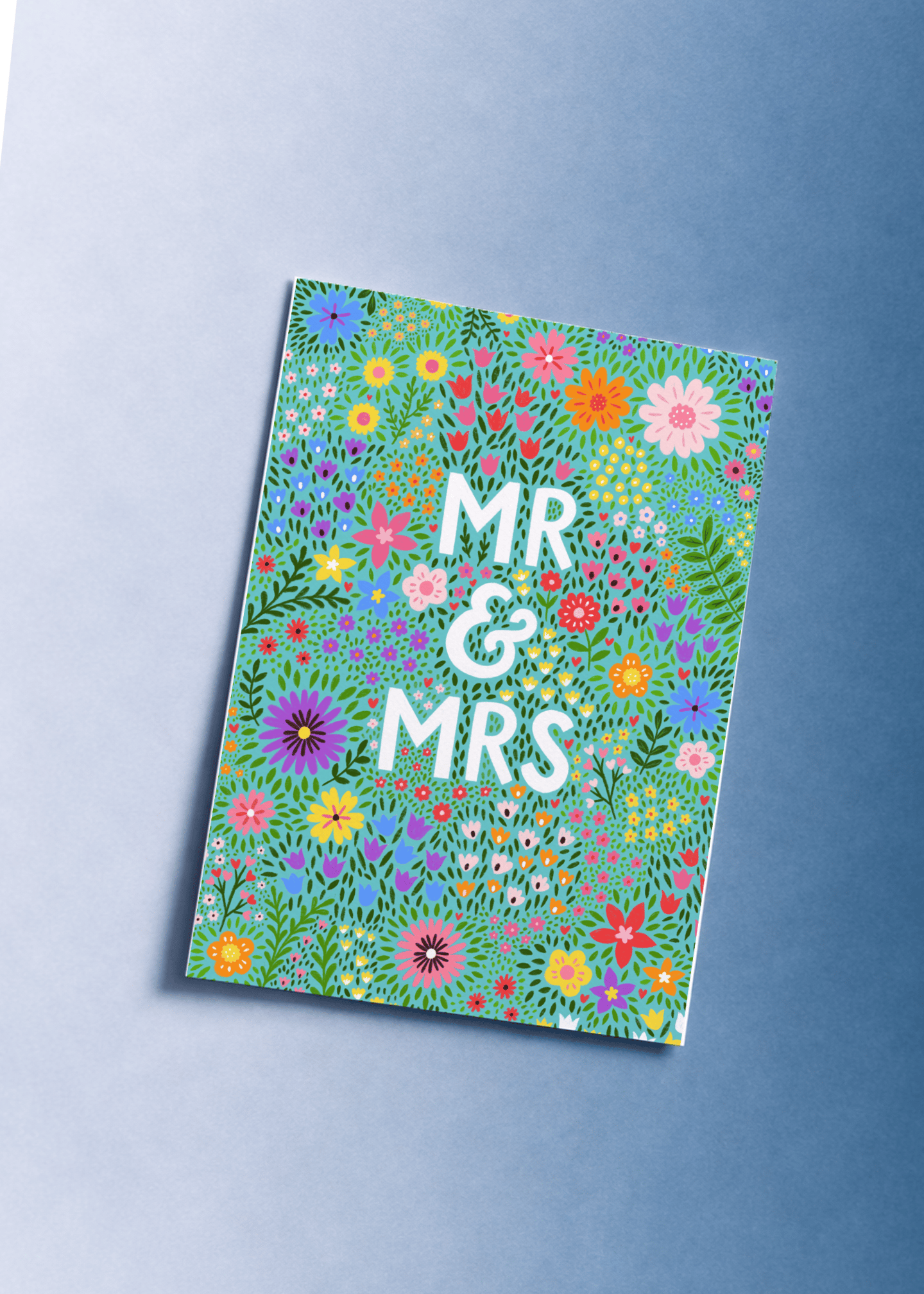 Floral Mr & Mrs Wedding Card mockup 1