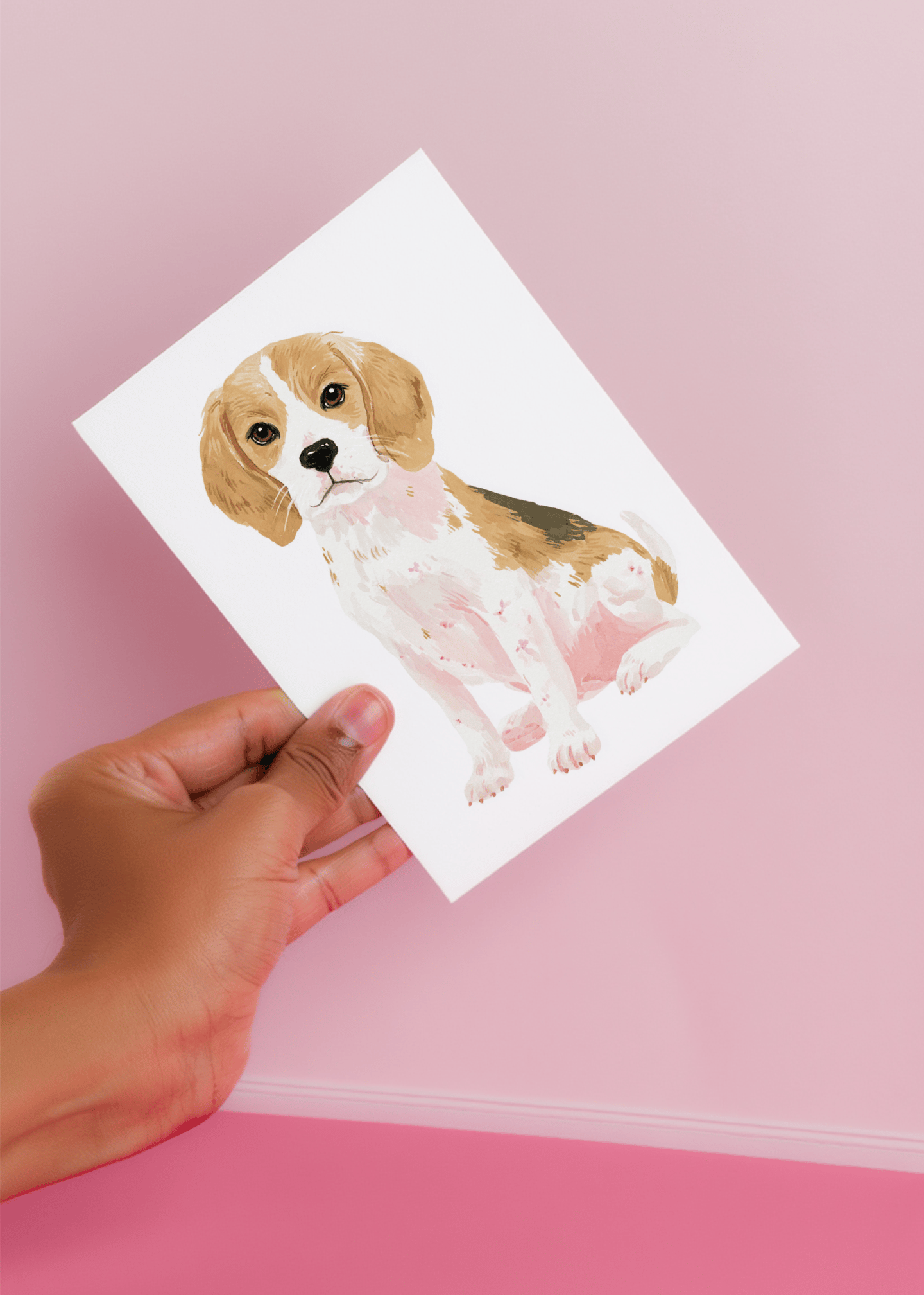 beagle sitting on the floor mockup 4