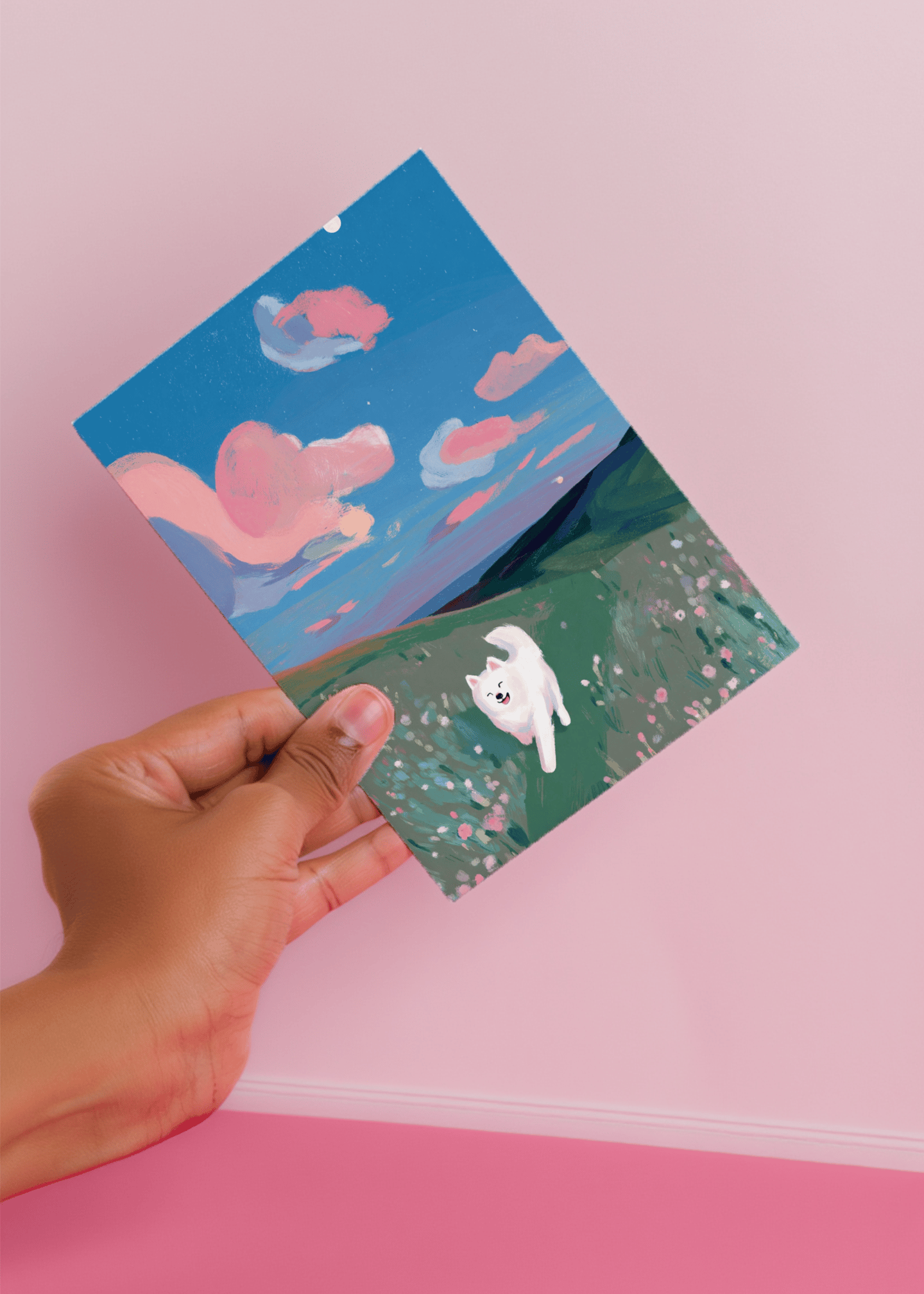 white dog in field mockup 4