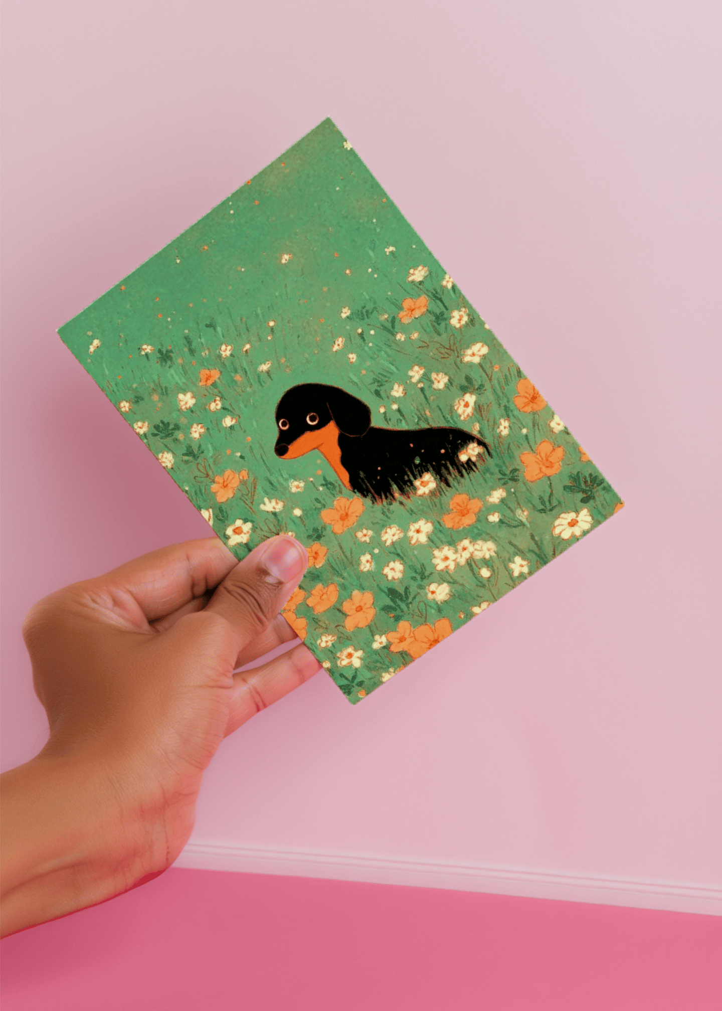 wiener dog in a field mockup 4
