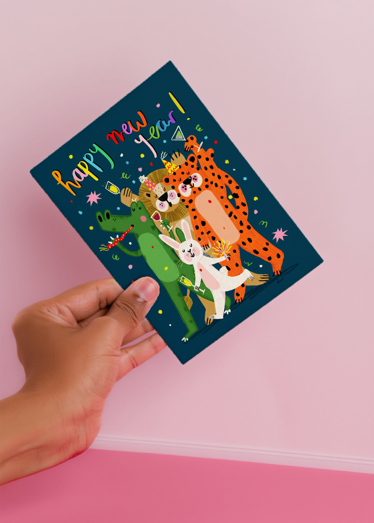 Festive New Year Cheer Card mockup 4