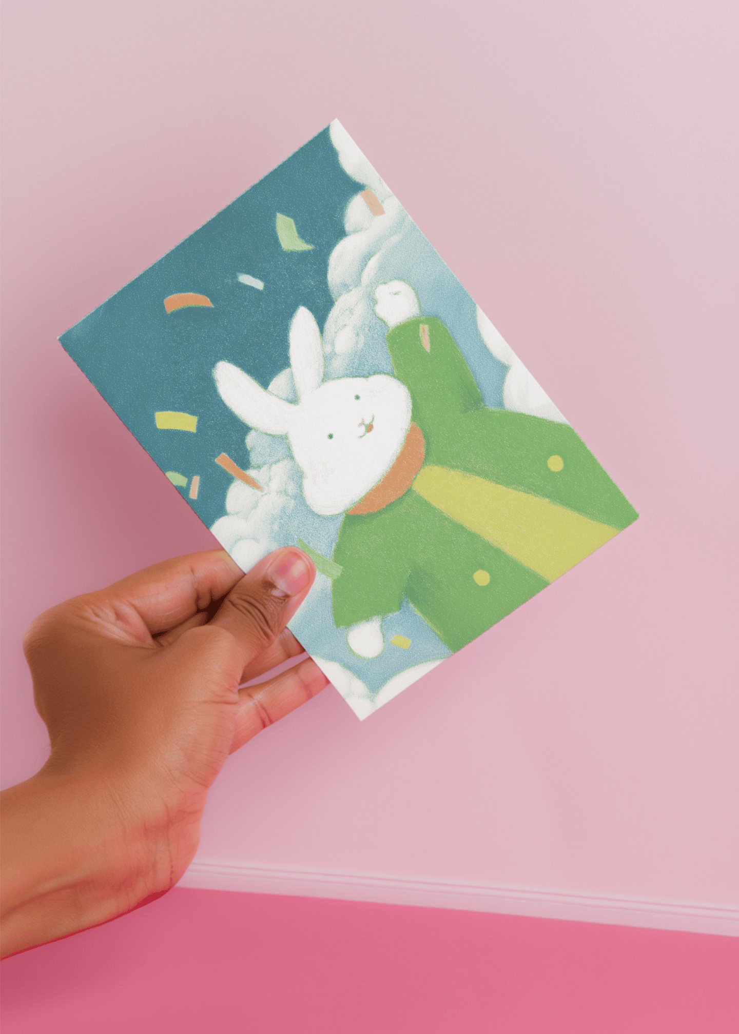 Cheerful Bunny Celebration Card mockup 4
