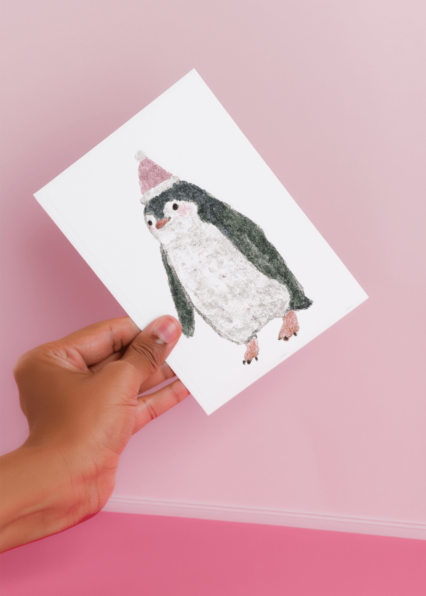 Festive Penguin Cheer Card mockup 4