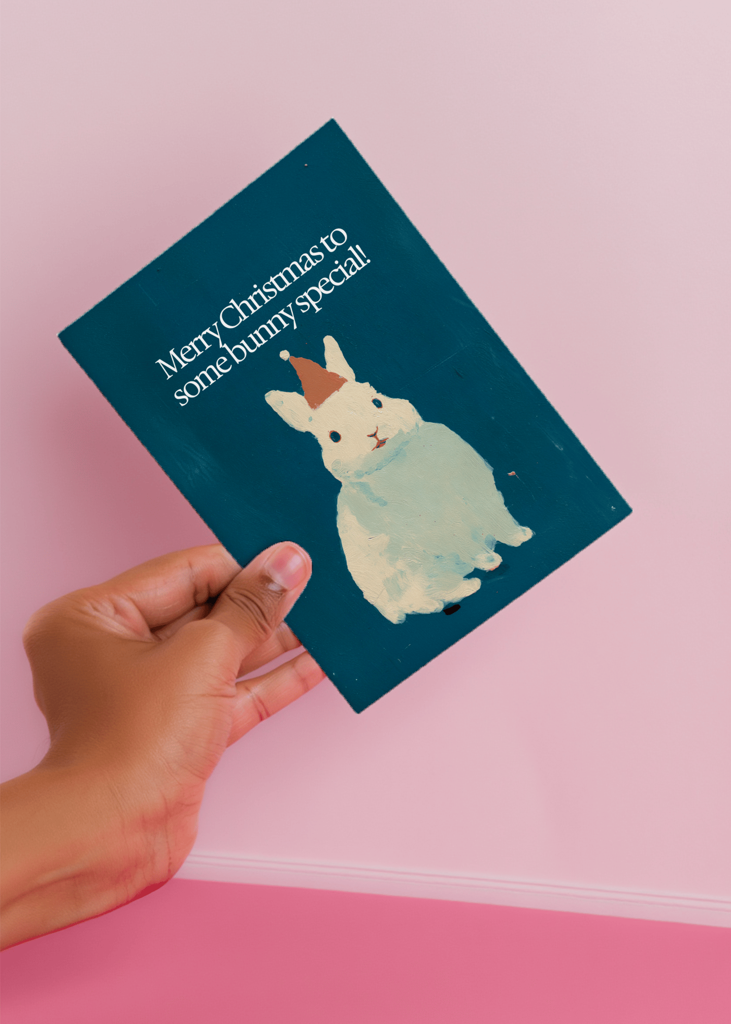 Festive Bunny Christmas Card mockup 4