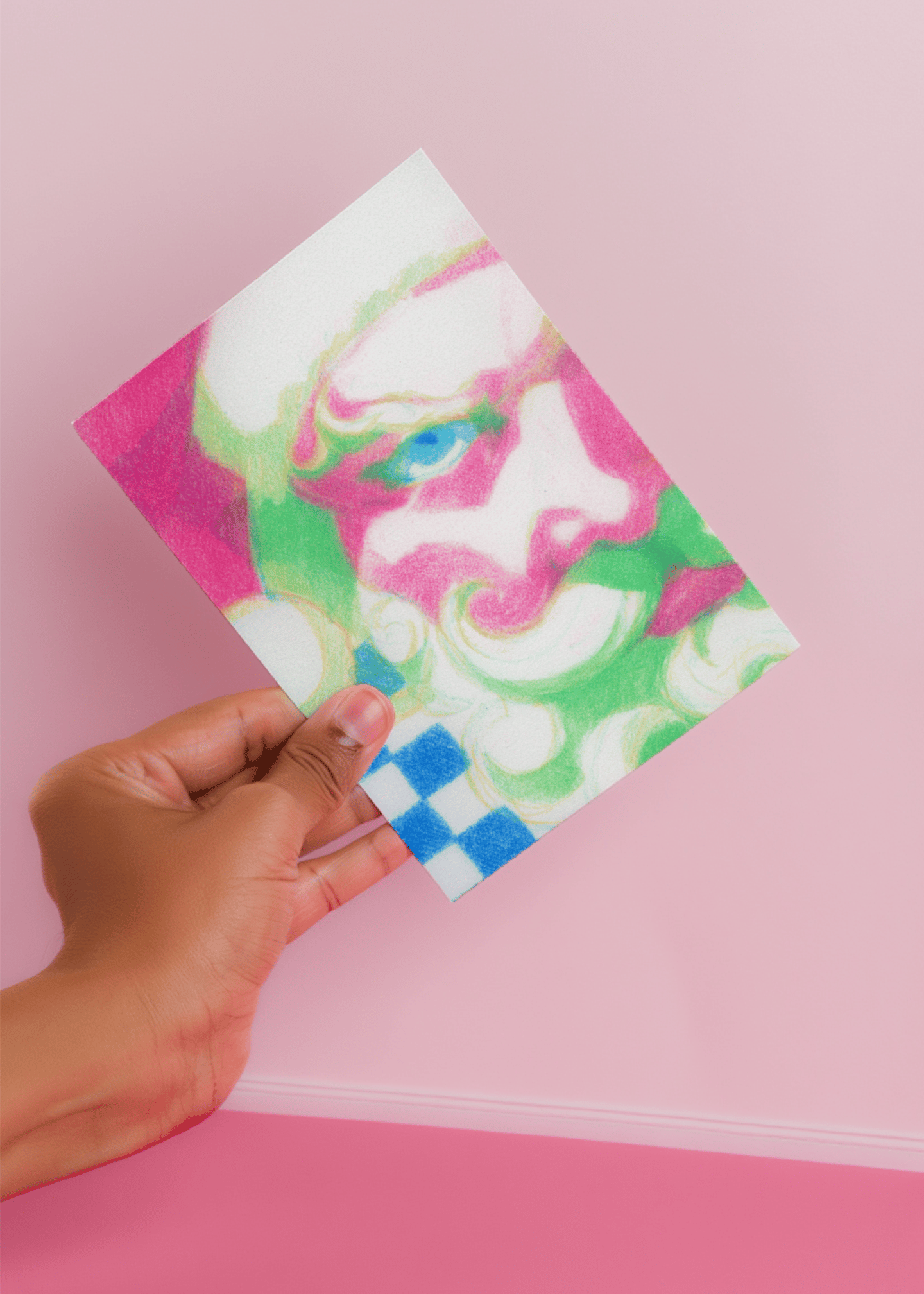 Vibrant Santa Art Christmas Card mockup 4