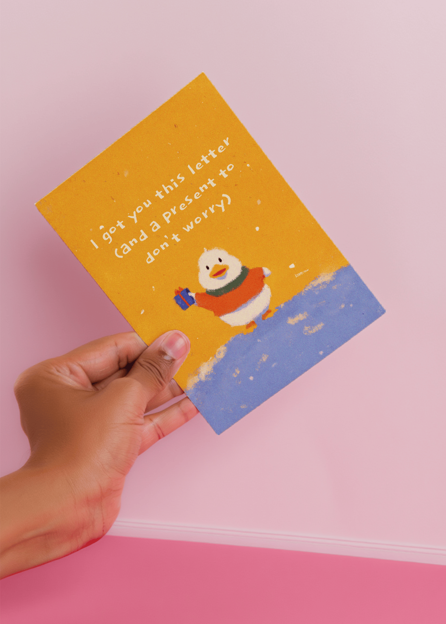 Cute Duck Surprise Gift Card mockup 3