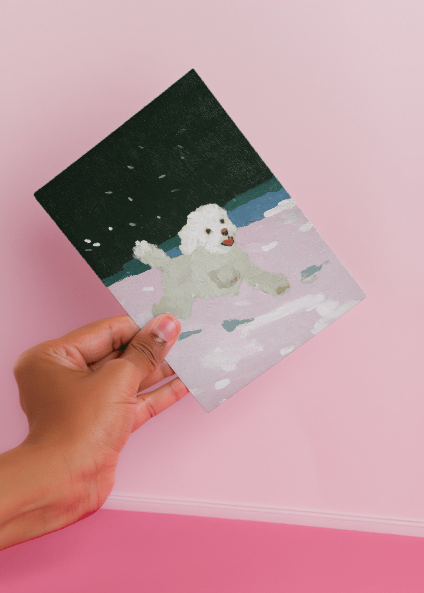 Joyful Snowy Pup Greeting Card mockup 4