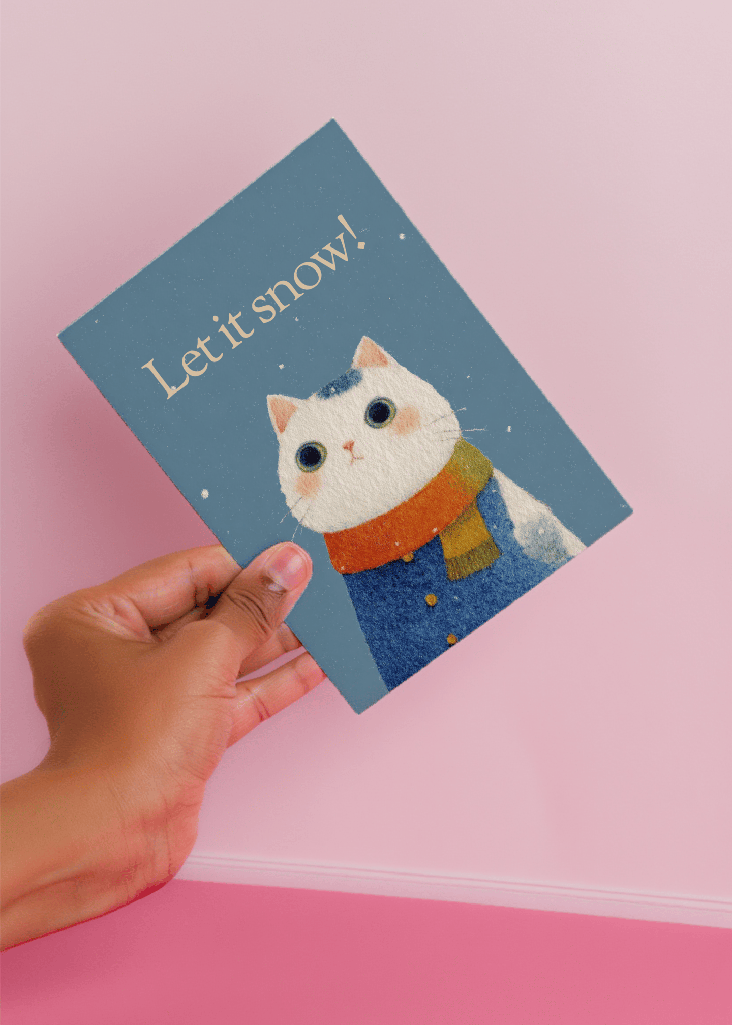 Snowy Cat Greetings mockup 4