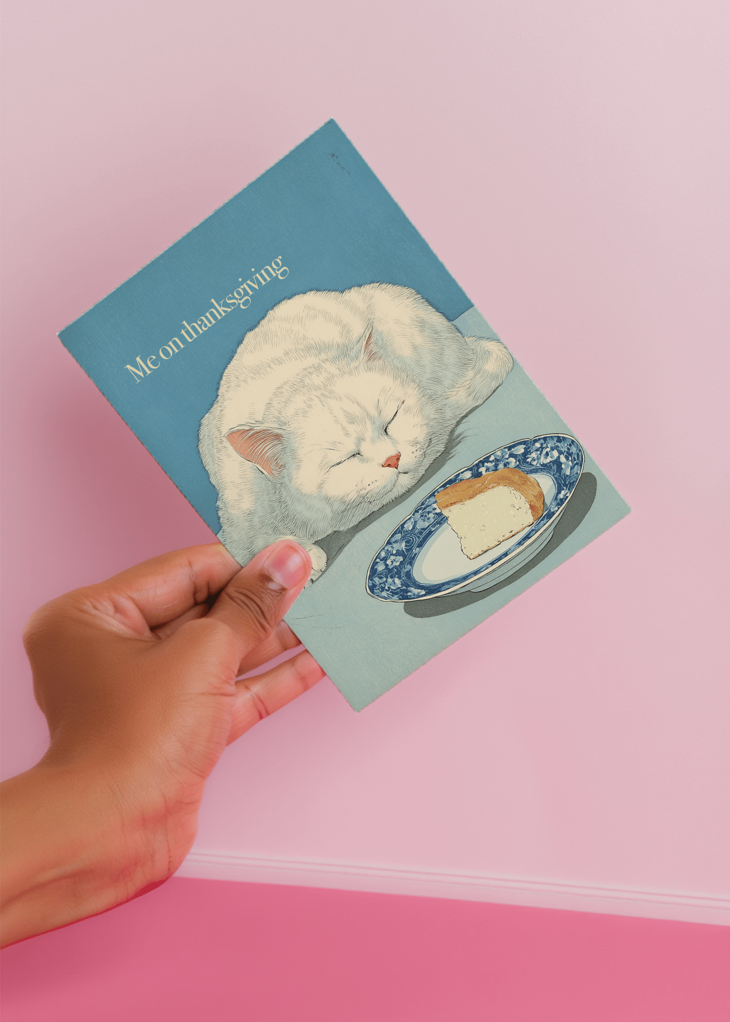 Thanksgiving Catnap Humor Card mockup 4