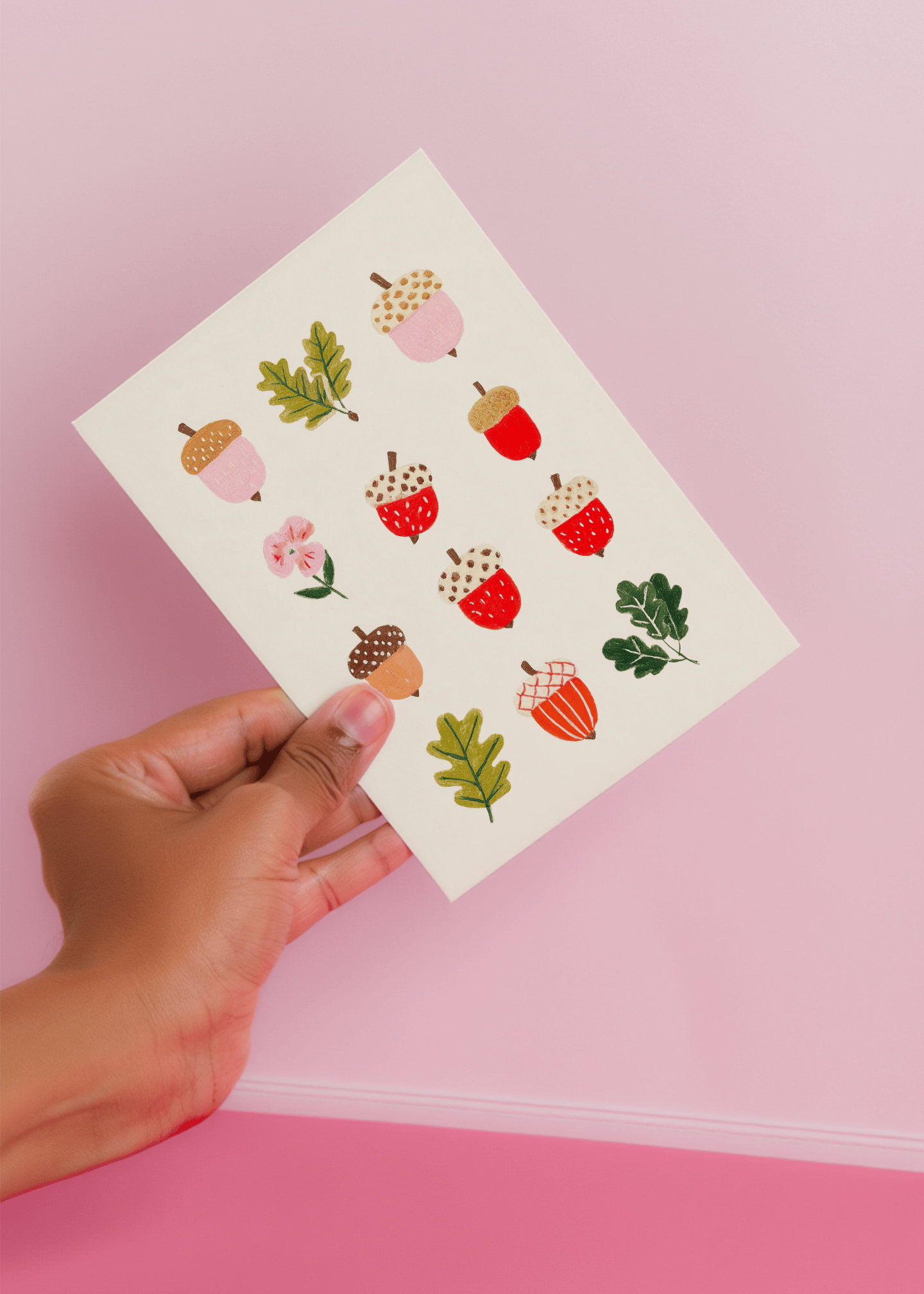 Whimsical Acorn & Leaf Greetings mockup 4