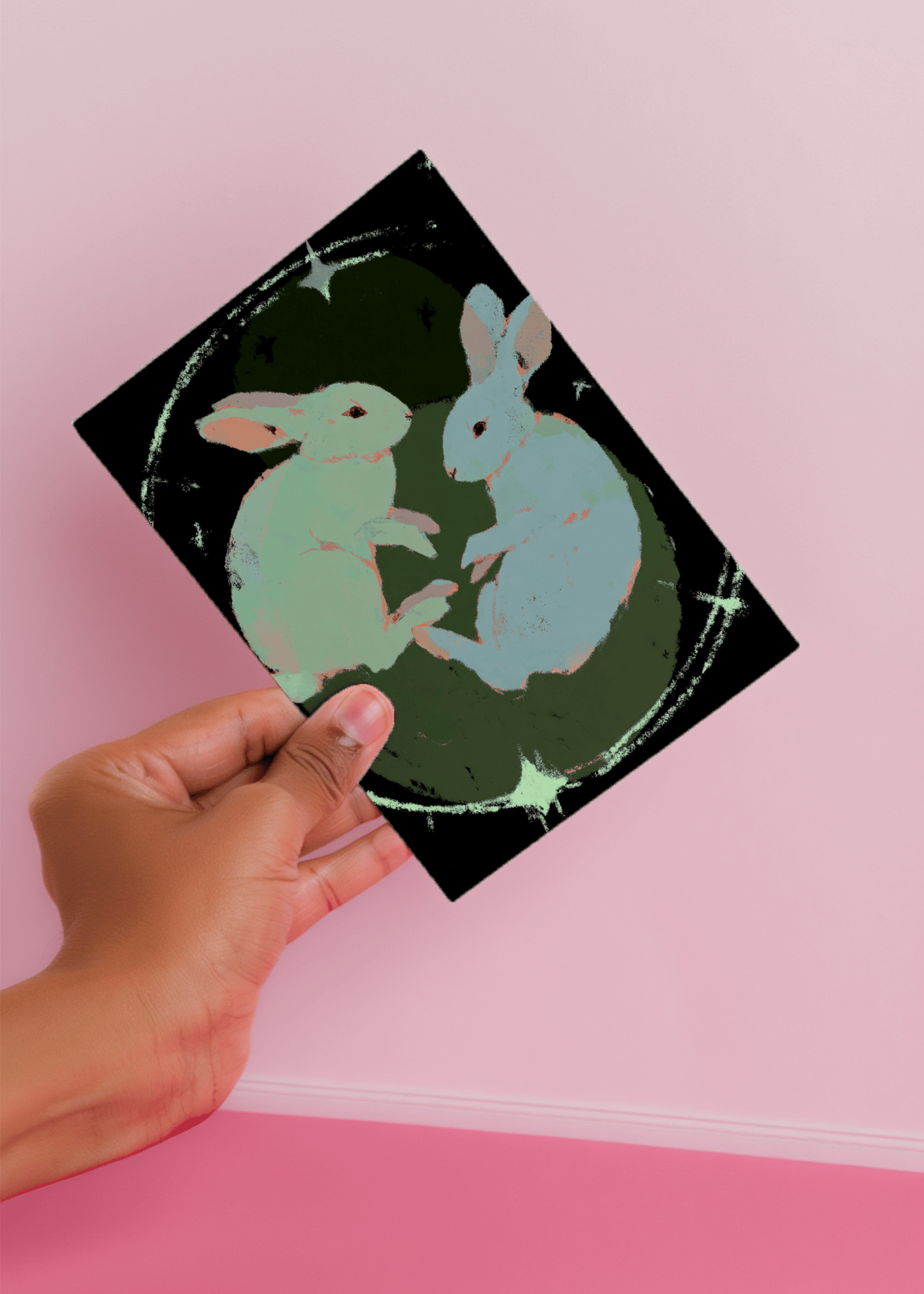 Moonlit Bunny Bliss Card mockup 4