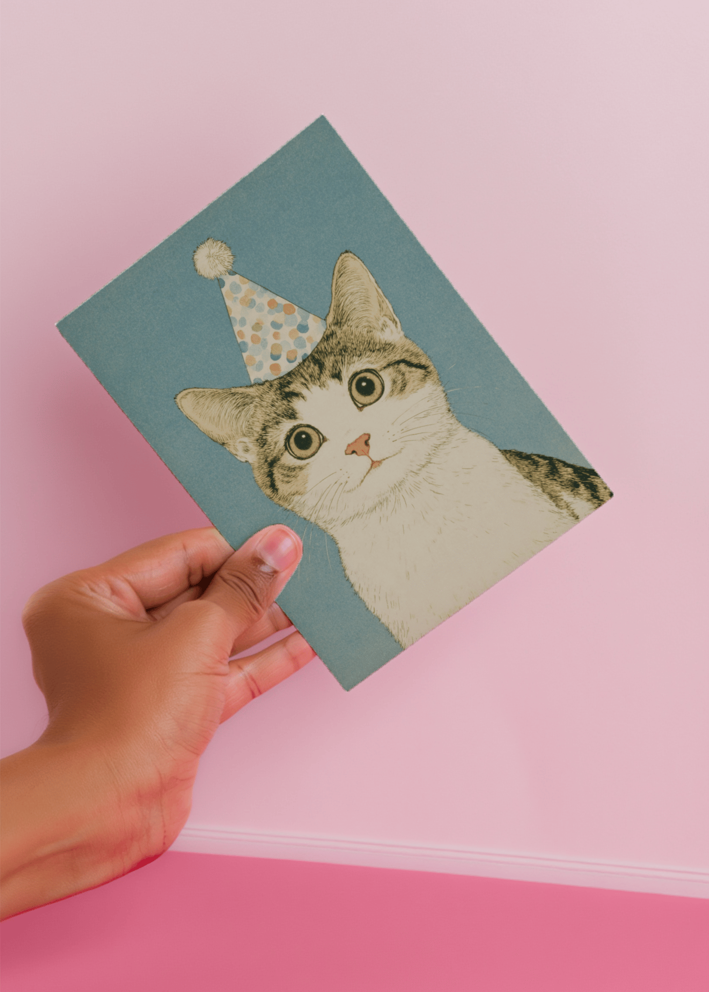 Adorable Party Cat Card mockup 3